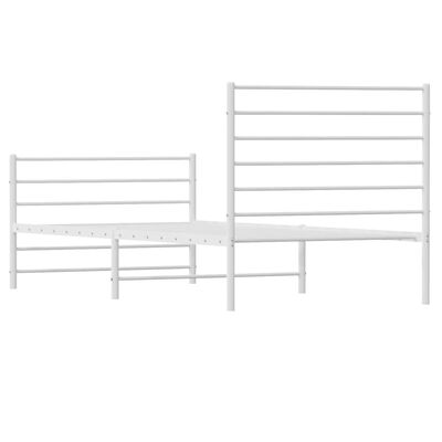 vidaXL Metal Bed Frame without Mattress with Footboard White 100x200 cm