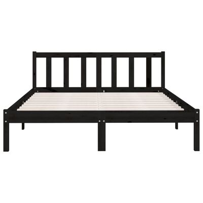 vidaXL Bed Frame without Mattress Black Solid Wood 160x200 cm