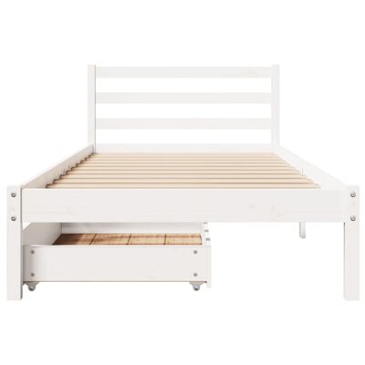 vidaXL Bed Frame without Mattress White 75x190 cm Small Single Solid Wood Pine