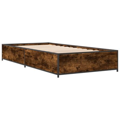 vidaXL Bed Frame without Mattress Smoked Oak 75x190 cm Small Single