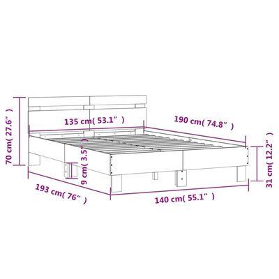 vidaXL Bed Frame without Mattress White 135x190 cm Double