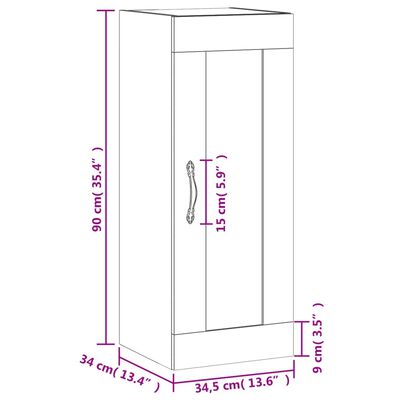 vidaXL Wall Mounted Cabinet High Gloss White 34.5x34x90 cm Engineered Wood