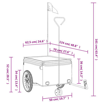 vidaXL Bike Trailer Black and Blue 45 kg Iron