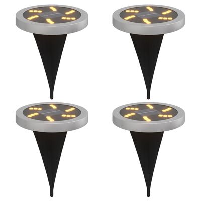 vidaXL Solar Ground Lights with Ground Spikes Outdoor 4 pcs Warm White