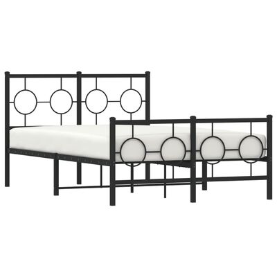 vidaXL Metal Bed Frame without Mattress with Footboard Black 120x190 cm Small Double