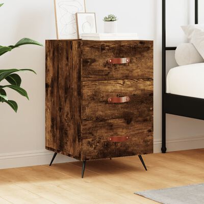 vidaXL Bedside Cabinet Smoked Oak 40x40x66 cm Engineered Wood