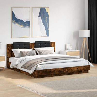 vidaXL Bed Frame without Mattress Smoked Oak 180x200 cm Super King