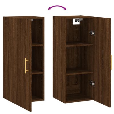 vidaXL Wall Mounted Cabinet Brown Oak 34.5x34x90 cm