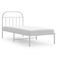 vidaXL Metal Bed Frame without Mattress with Headboard White 90x190 cm Single