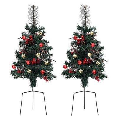 vidaXL Artificial Pathway Pre-lit Christmas Tree 2 pcs 76 cm PVC