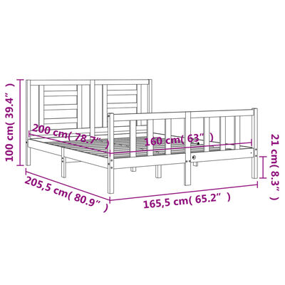 vidaXL Bed Frame without Mattress White 160x200 cm Solid Wood Pine