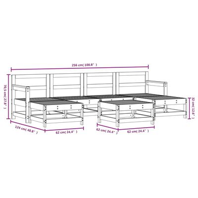 vidaXL 7 Piece Garden Lounge Set White Solid Wood Pine