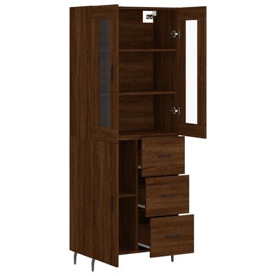 vidaXL Highboard Brown Oak 69.5x34x180 cm Engineered Wood