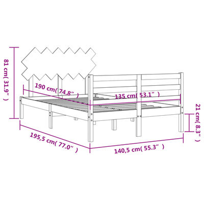 vidaXL Bed Frame without Mattress Double Solid Wood