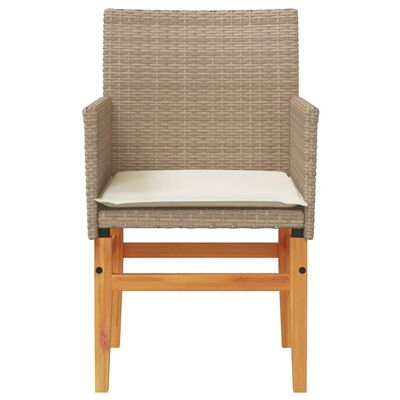 vidaXL Garden Chairs with Cushions 2 pcs Beige Poly Rattan&Solid Wood