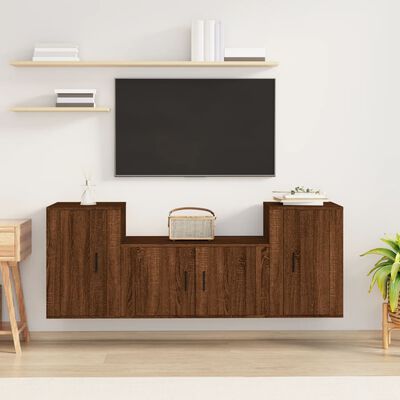 vidaXL 3 Piece TV Cabinet Set Brown Oak Engineered Wood