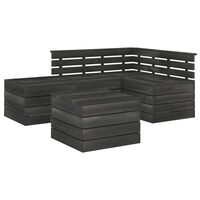 vidaXL 5 Piece Garden Pallet Lounge Set Solid Pinewood Dark Grey