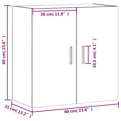 vidaXL Wall Cabinet High Gloss White 60x31x60 cm Engineered Wood