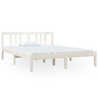 vidaXL Bed Frame without Mattress White Solid Wood 140x190 cm