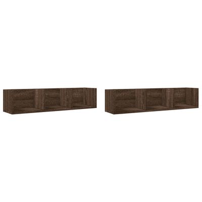 vidaXL Wall Cabinets 2 pcs Brown Oak 75x18x16.5 cm Engineered Wood