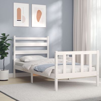 vidaXL Bed Frame without Mattress White 100x200 cm Solid Wood Pine