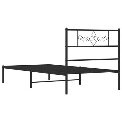 vidaXL Metal Bed Frame without Mattress with Headboard Black 100x190 cm