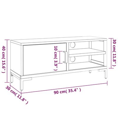 vidaXL TV Cabinet Black 90x30x40 cm Solid Pinewood