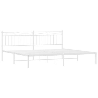 vidaXL Metal Bed Frame without Mattress with Headboard White 193x203 cm