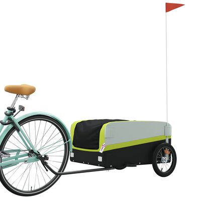 vidaXL Bike Trailer Black and Green 45 kg Iron