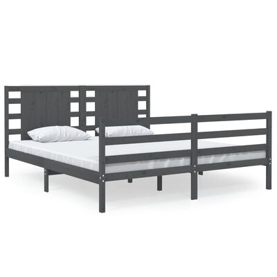 vidaXL Bed Frame without Mattress Grey 140x190 cm Solid Wood Pine