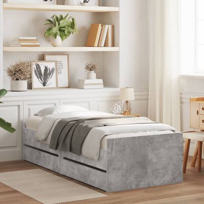 vidaXL Bed Frame without Mattress Concrete Grey 75x190 cm Small Single