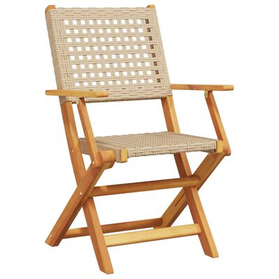 vidaXL Garden Chairs 2 pcs Beige Solid Wood Acacia and Poly Rattan