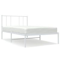 vidaXL Metal Bed Frame without Mattress with Headboard White 75x190 cm Small Single