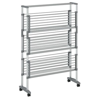 vidaXL Laundry Drying Rack with Wheels 89x64x129 cm Aluminium