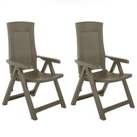 vidaXL Garden Reclining Chairs 2 pcs Plastic Mocca