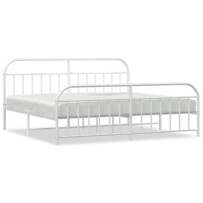 vidaXL Metal Bed Frame without Mattress with Footboard White 200x200 cm