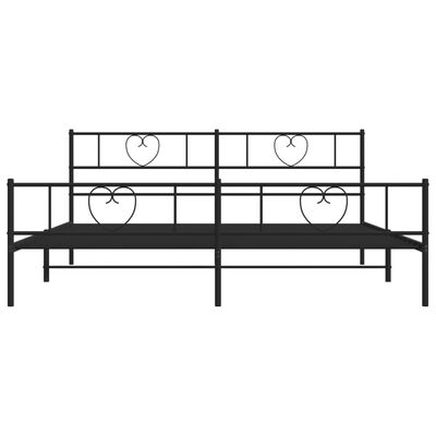 vidaXL Metal Bed Frame without Mattress with Footboard Black 180x200 cm Super King