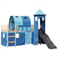 vidaXL Kids' Loft Bed with Tower Blue 80x200 cm Solid Wood Pine