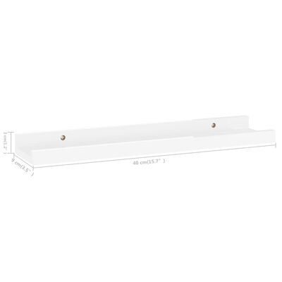 vidaXL Wall Shelves 2 pcs High Gloss White 40x9x3 cm