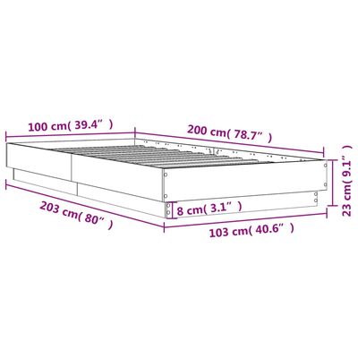 vidaXL Bed Frame without Mattress Black 100x200 cm Engineered Wood