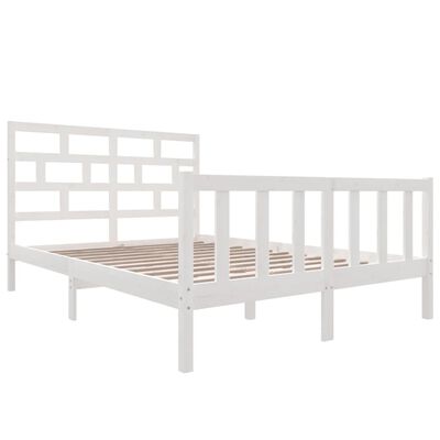 vidaXL Bed Frame without Mattress White Solid Wood 160x200 cm (810093+814205)