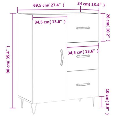 vidaXL Sideboard Smoked Oak 69.5x34x90 cm Engineered Wood