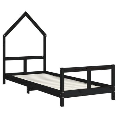 vidaXL Kids Bed Frame Black 80x200 cm Solid Wood Pine