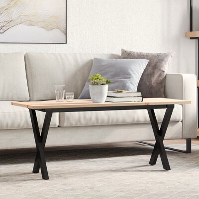 vidaXL Coffee Table X-Frame 110x40x45 cm Solid Wood Pine and Cast Iron