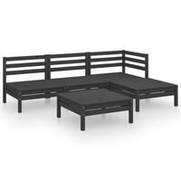 vidaXL 5 Piece Garden Lounge Set Solid Pinewood Black