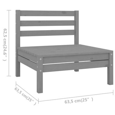 vidaXL 8 Piece Garden Lounge Set Solid Wood Pine Grey