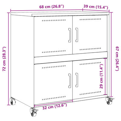 vidaXL Sideboard Black 68x39x72 cm Steel