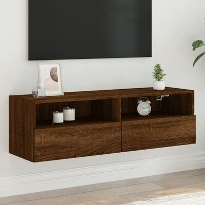 vidaXL TV Wall Cabinet Brown Oak 100x30x30 cm Engineered Wood