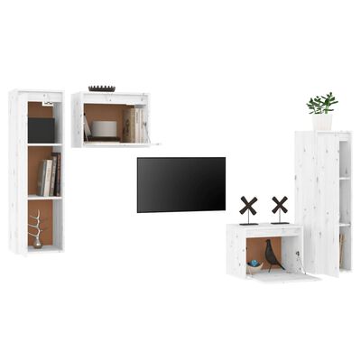 vidaXL TV Cabinets 4 pcs White Solid Wood Pine