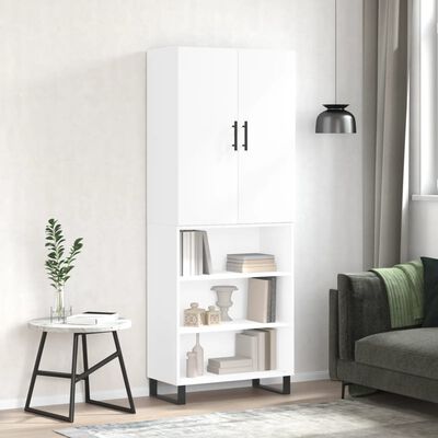 vidaXL Highboard High Gloss White 69.5x34x180 cm Engineered Wood